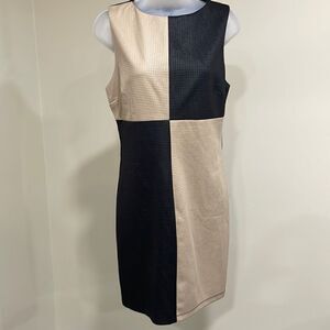 NWOT Nikibiki tan and black block dress. Size L large 12/14